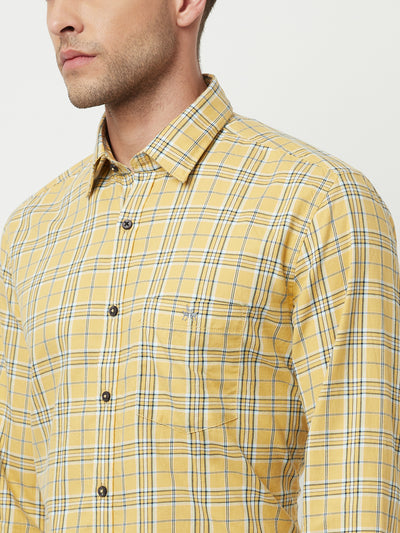 Yellow Tartan Checked Shirt-Men Shirts-Crimsoune Club