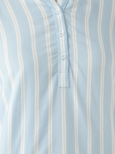  Light Blue Striped Top