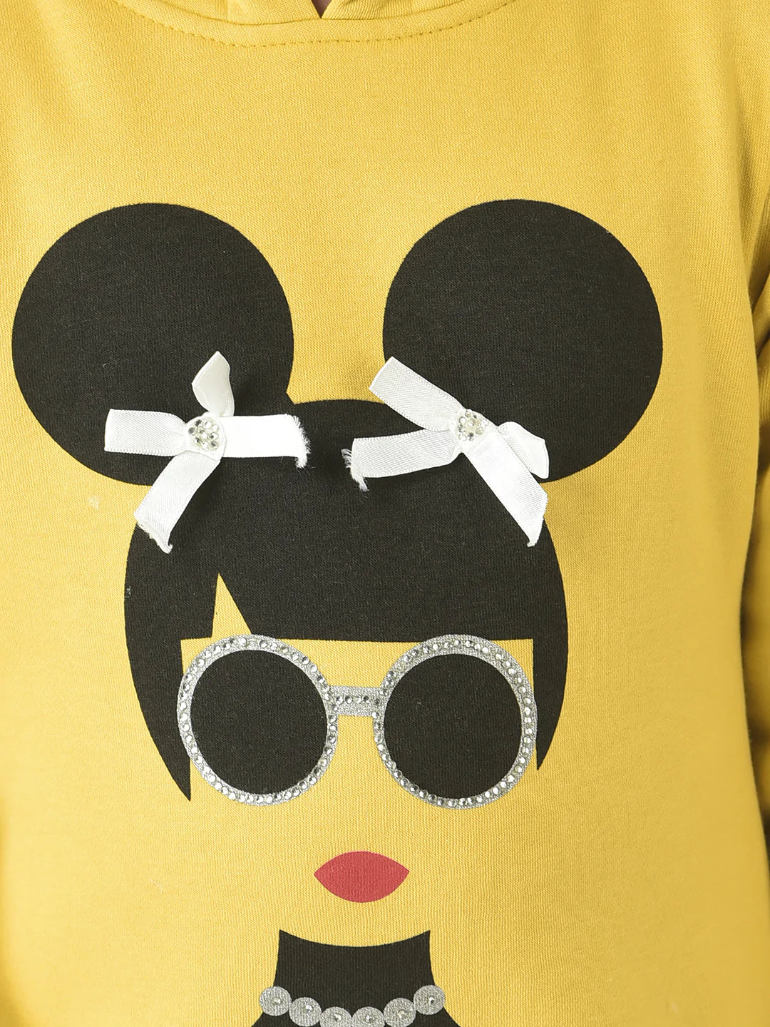  Mustard Graphic Face Hooded Sweatshirt