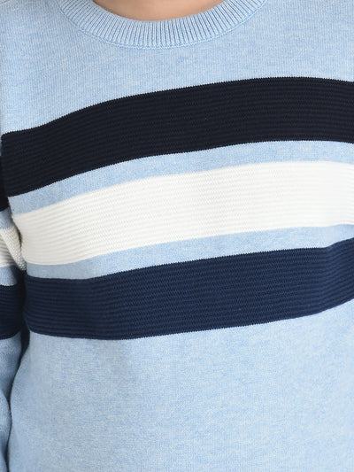  Blue Colour-Block Sweater in Pullover Style