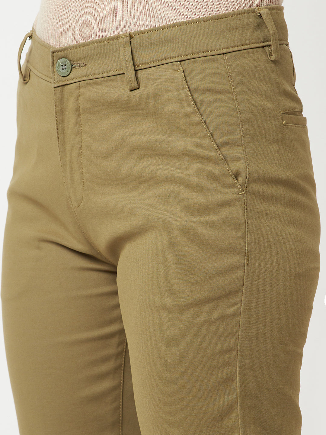 Moss Green Trousers-Women Trousers-Crimsoune Club