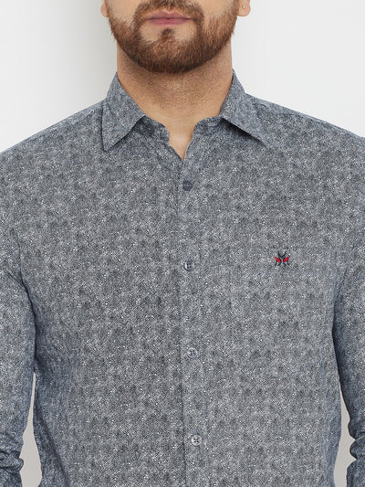 Grey Printed Shirt - Men Shirts