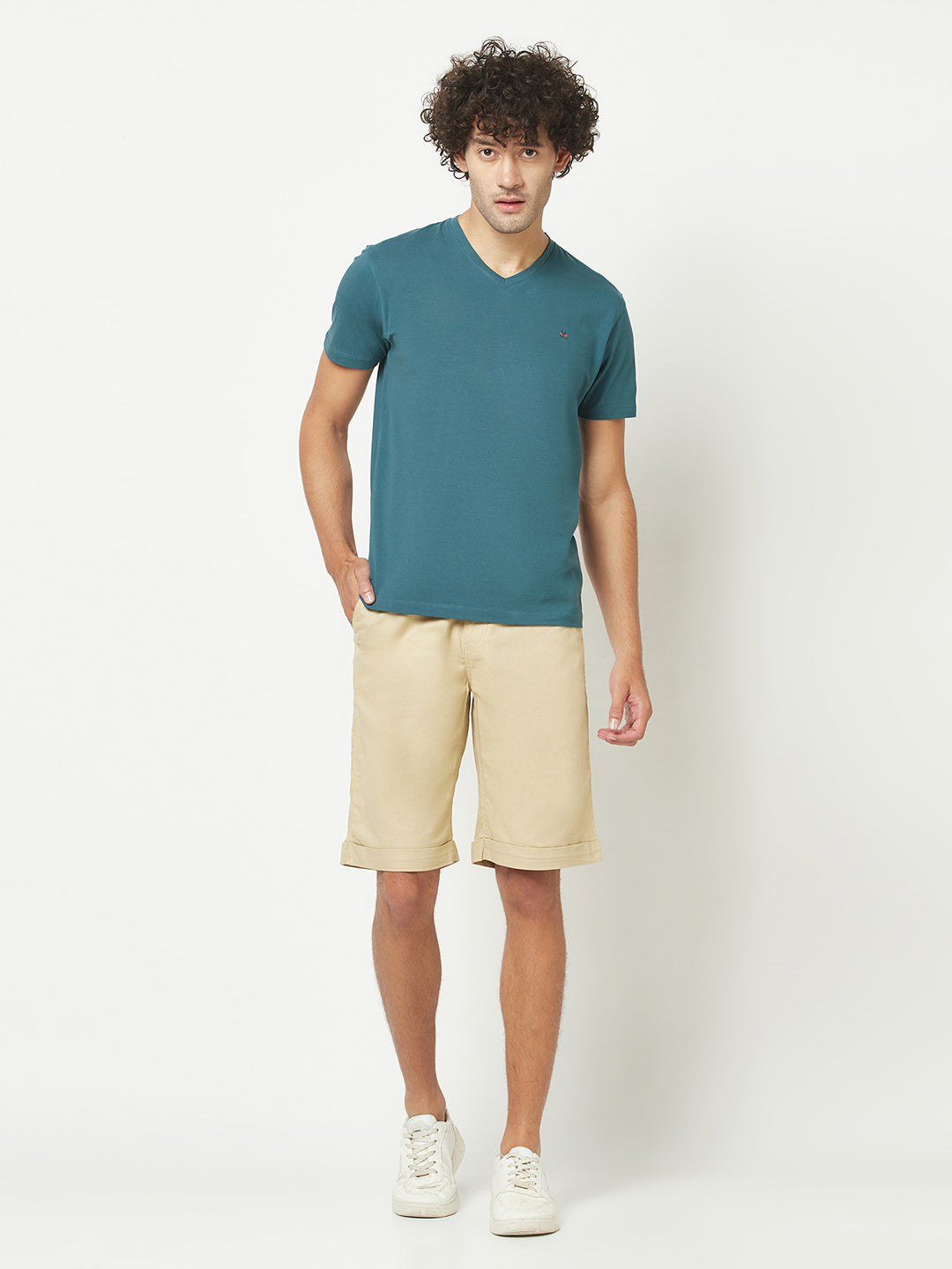  Plain Teal Blue V-Neck T-Shirt