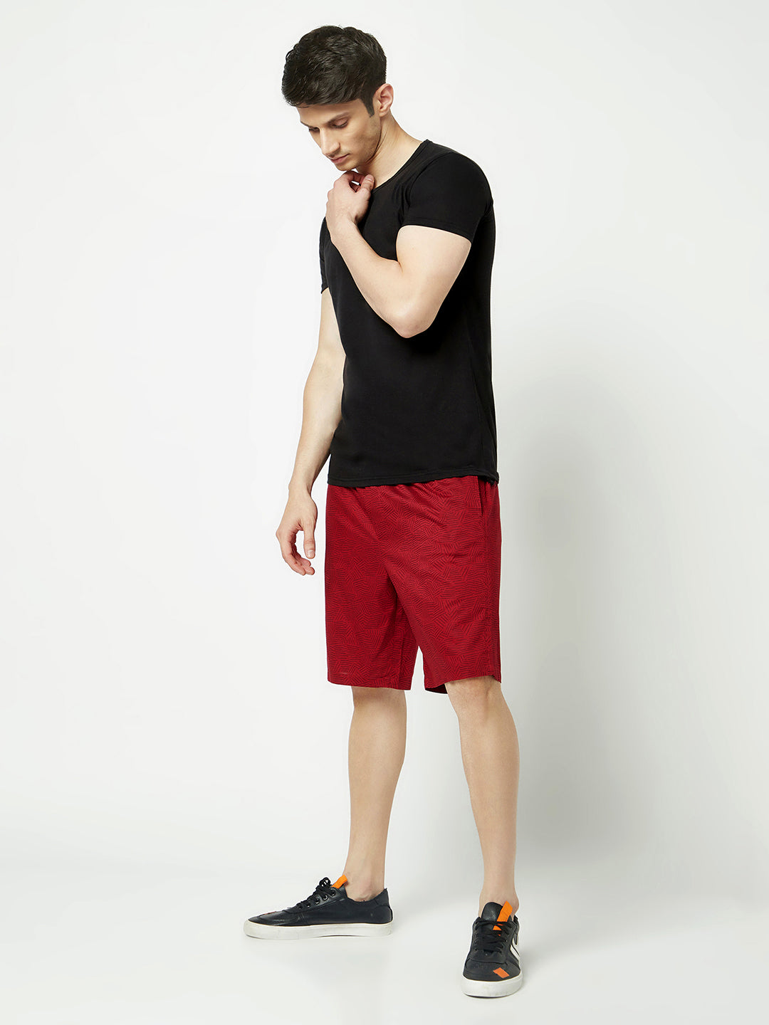  Red Abstract Print Lounge Shorts