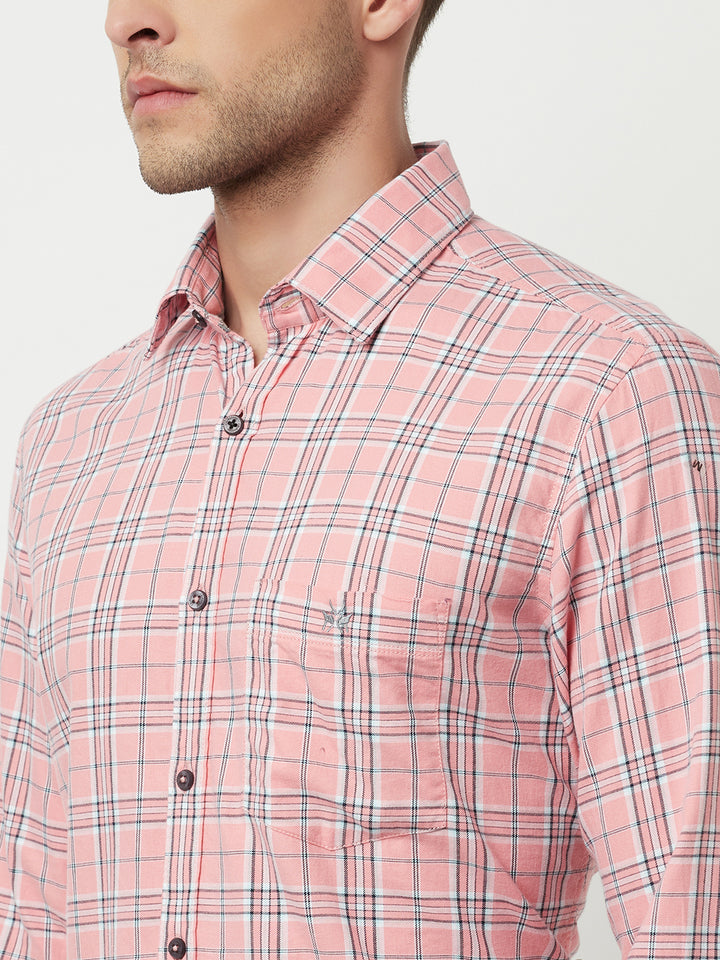Pink Tartan Checked Shirt-Men Shirts-Crimsoune Club