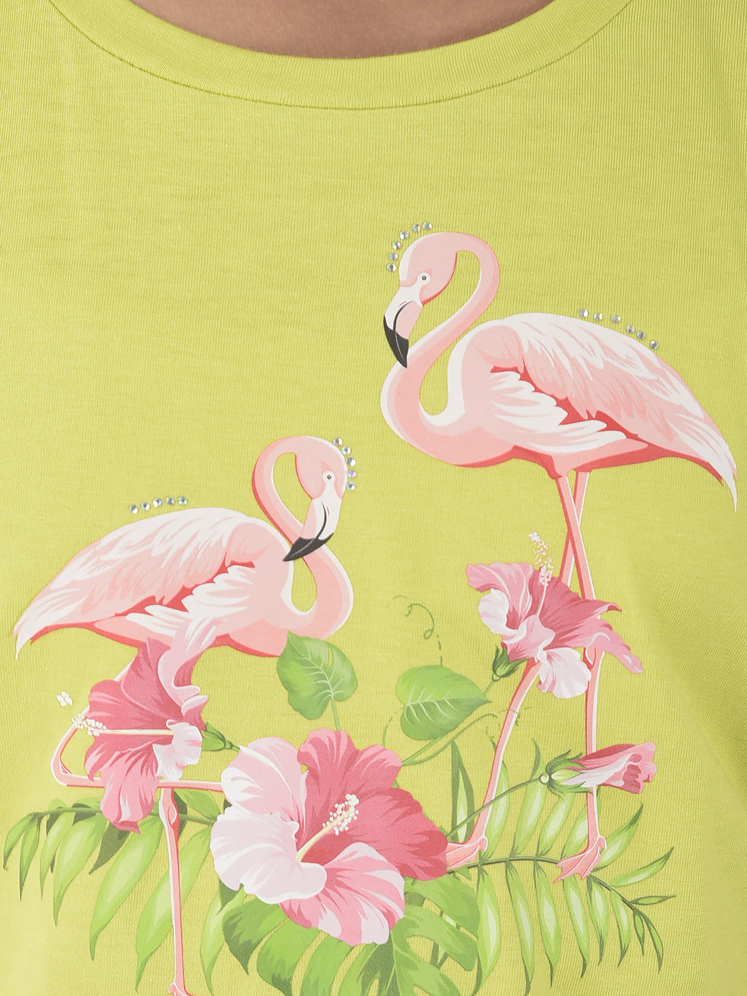  Green Flamingo Crop Top