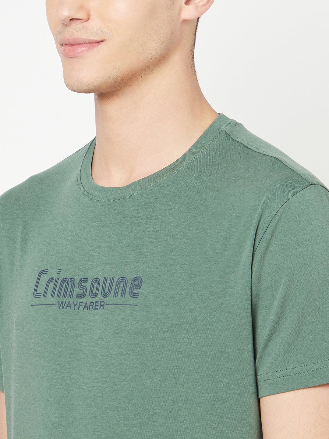 Green Printed Round Neck T-Shirt - Men T-Shirts