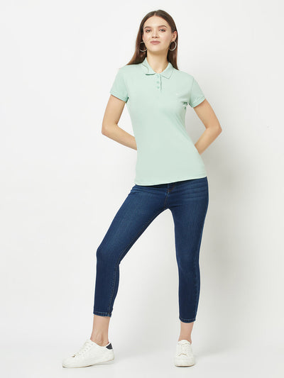  Mint Green Fitted Polo T-Shirt