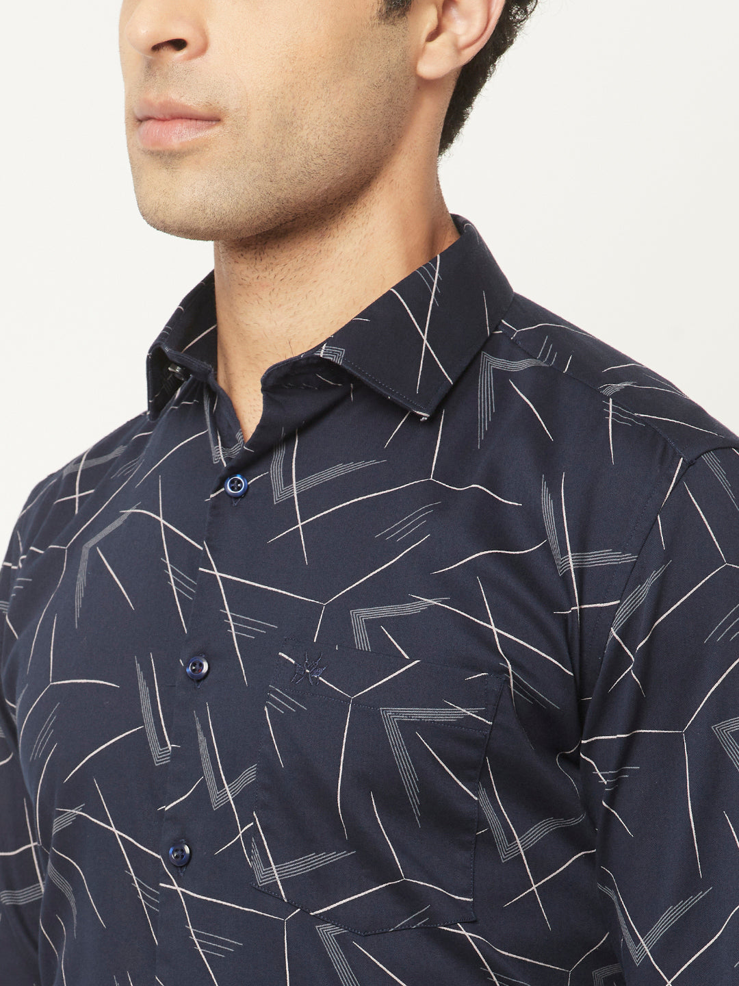   Navy Blue Abstract Print Shirt