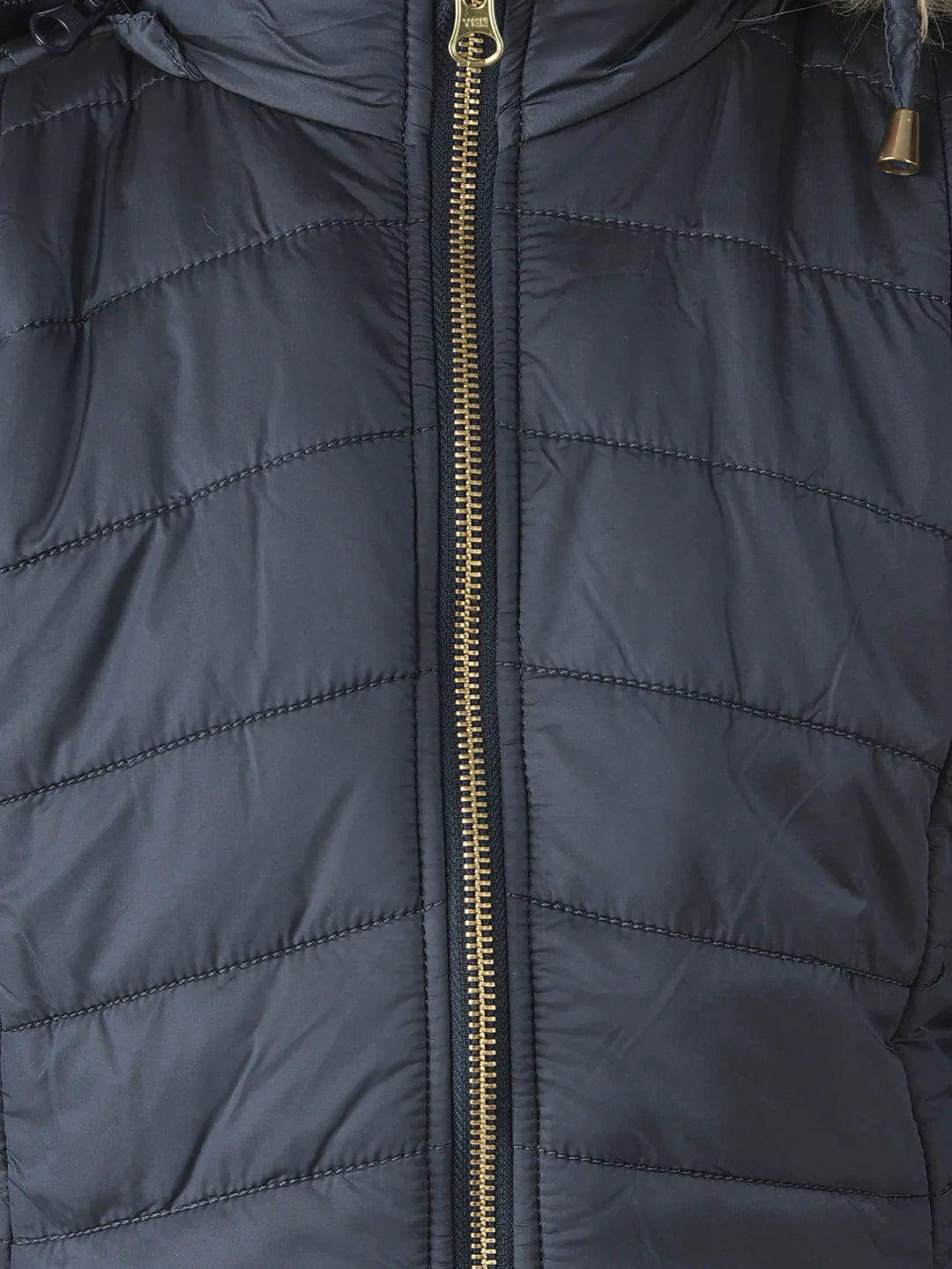  Hooded Navy Blue Padded Jacket