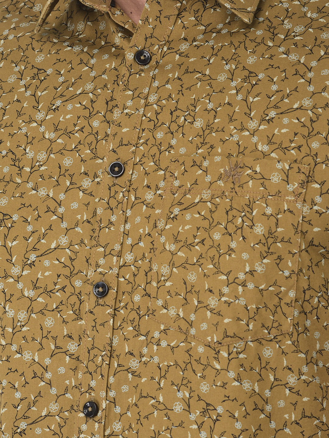 Olive Floral Short Sleeves Shirt - Men Shirts