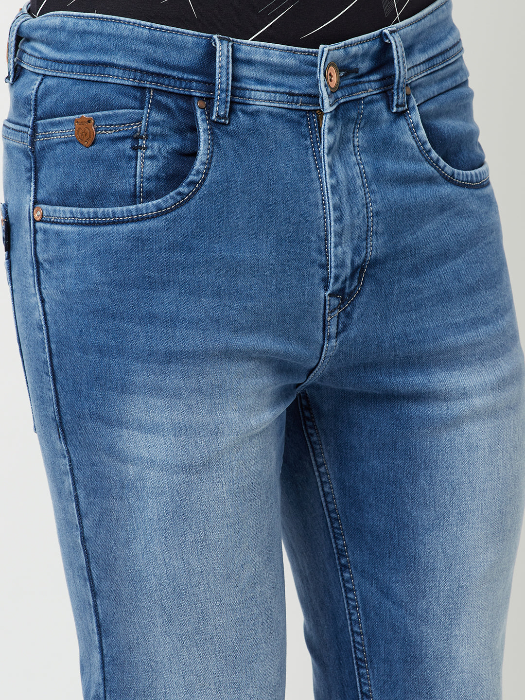 Blue Heavy Faded Jeans-Men Jeans-Crimsoune Club