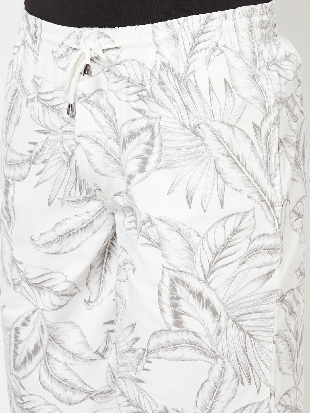 White Floral Printed Shorts - Men Shorts