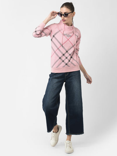  Pink Diagonal Checked Sweatshirt