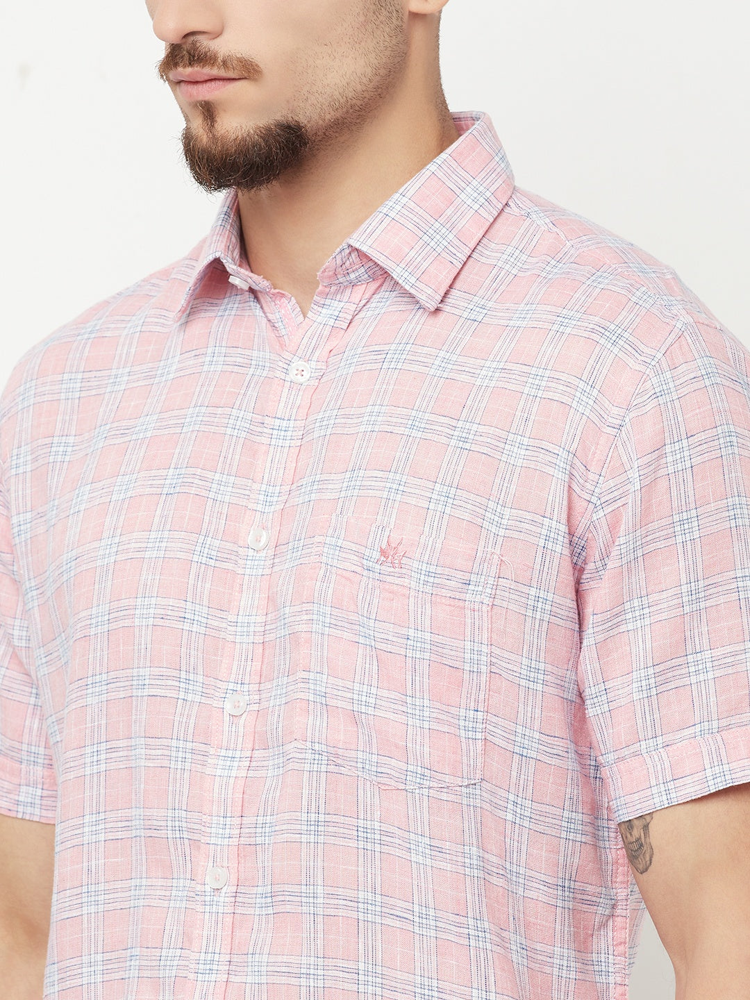 Pink Checked Casual Shirt - Men Shirts