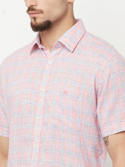 Pink Checked Casual Shirt - Men Shirts