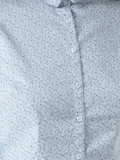  Blue Mini-Floral Print Shirt