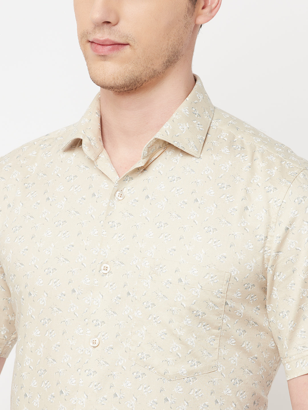 Beige Floral Shirt - Men Shirts