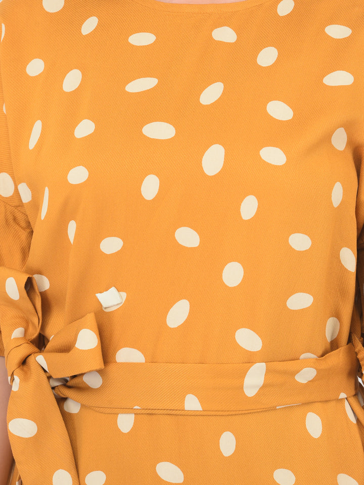 Orange Polka Dot Dress - Women Dresses