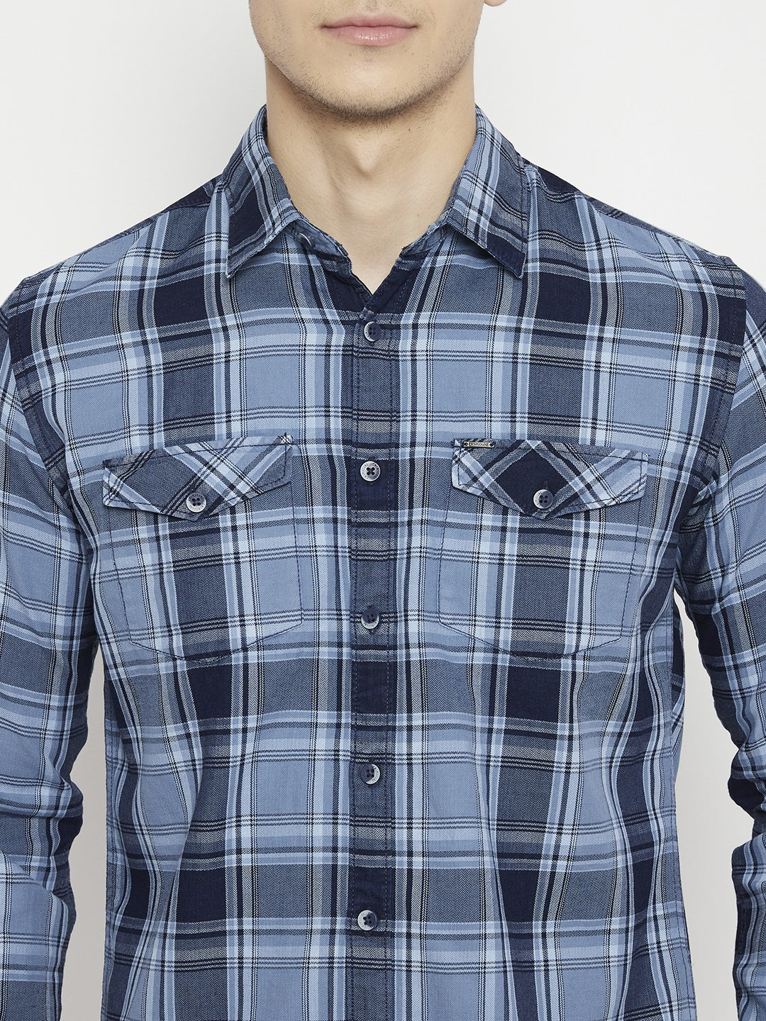 Blue Checked Slim Fit shirt - Men Shirts