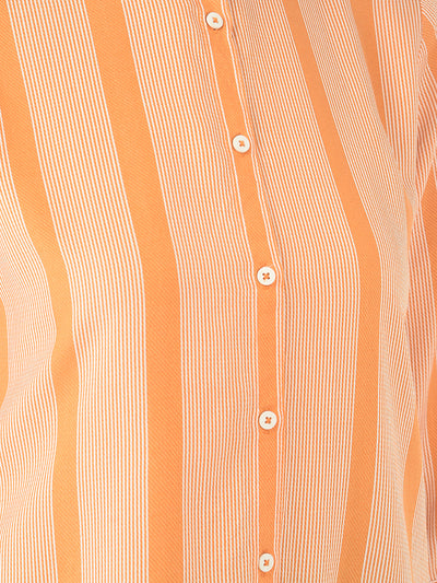 Orange Striped Longline Shirt - Women Shirts