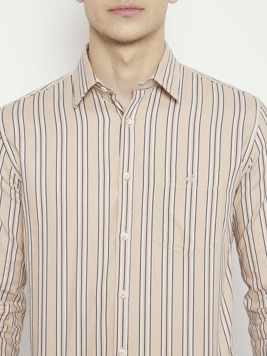 Beige Striped Slim Fit shirt - Men Shirts