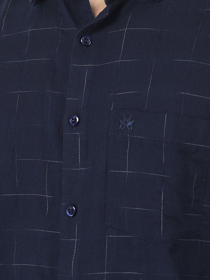  Navy Blue Shirt in Abstract Print