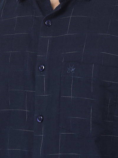  Navy Blue Shirt in Abstract Print
