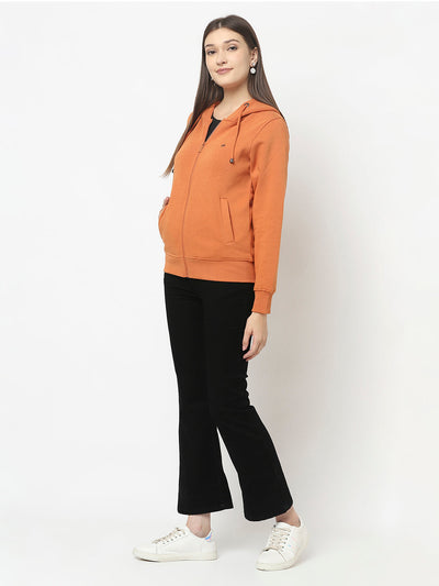 Orange Sweatshirt with Open Front 