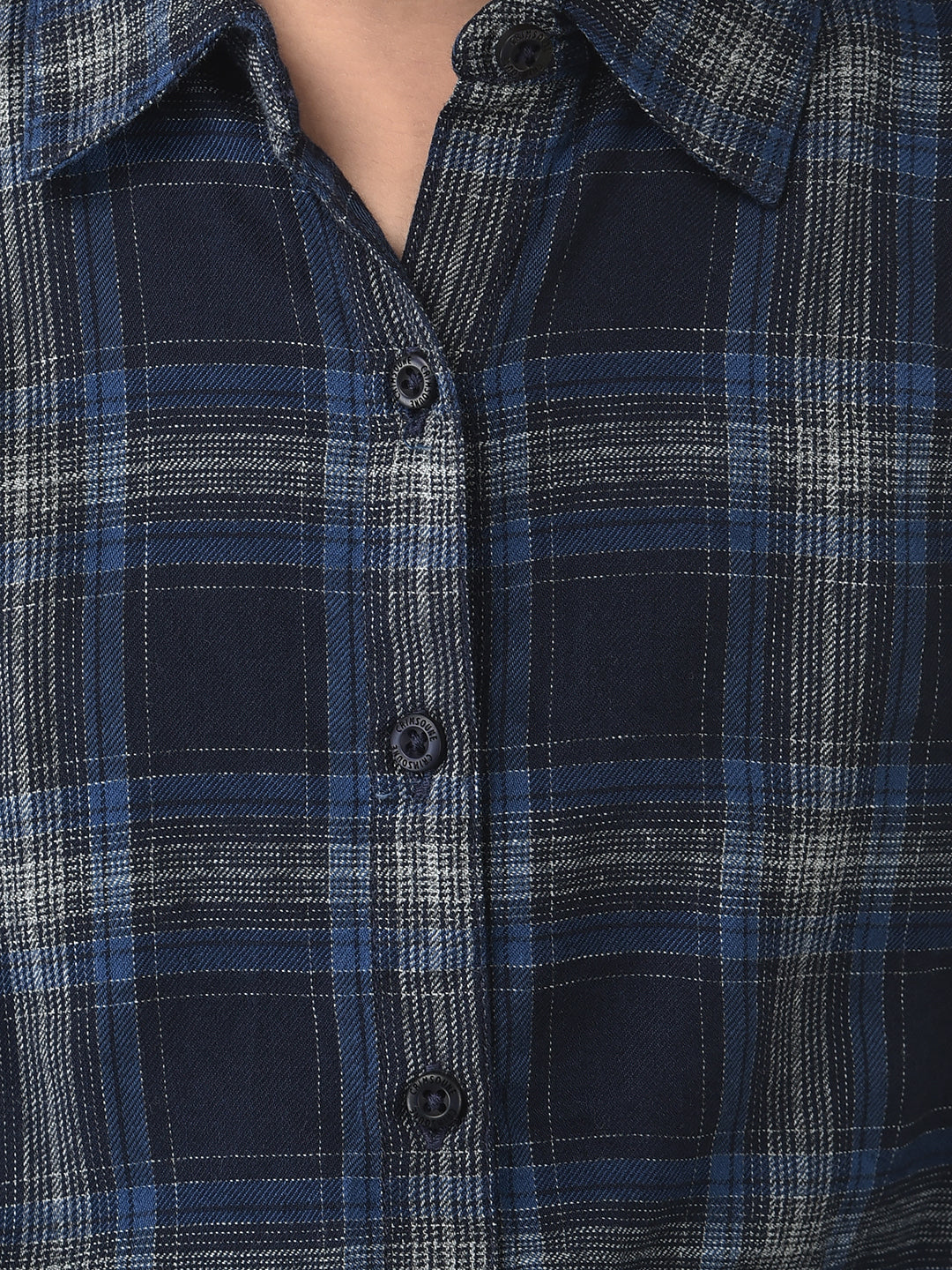  Navy Blue Top in Tartan Checks 