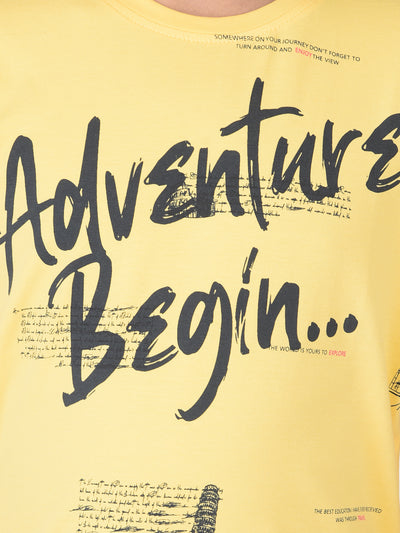 Yellow Printed Round Neck T-shirt - Boys T-Shirts