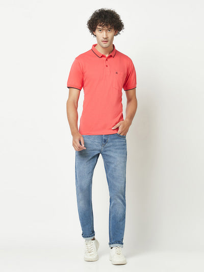  Plain Coral Polo T-Shirt