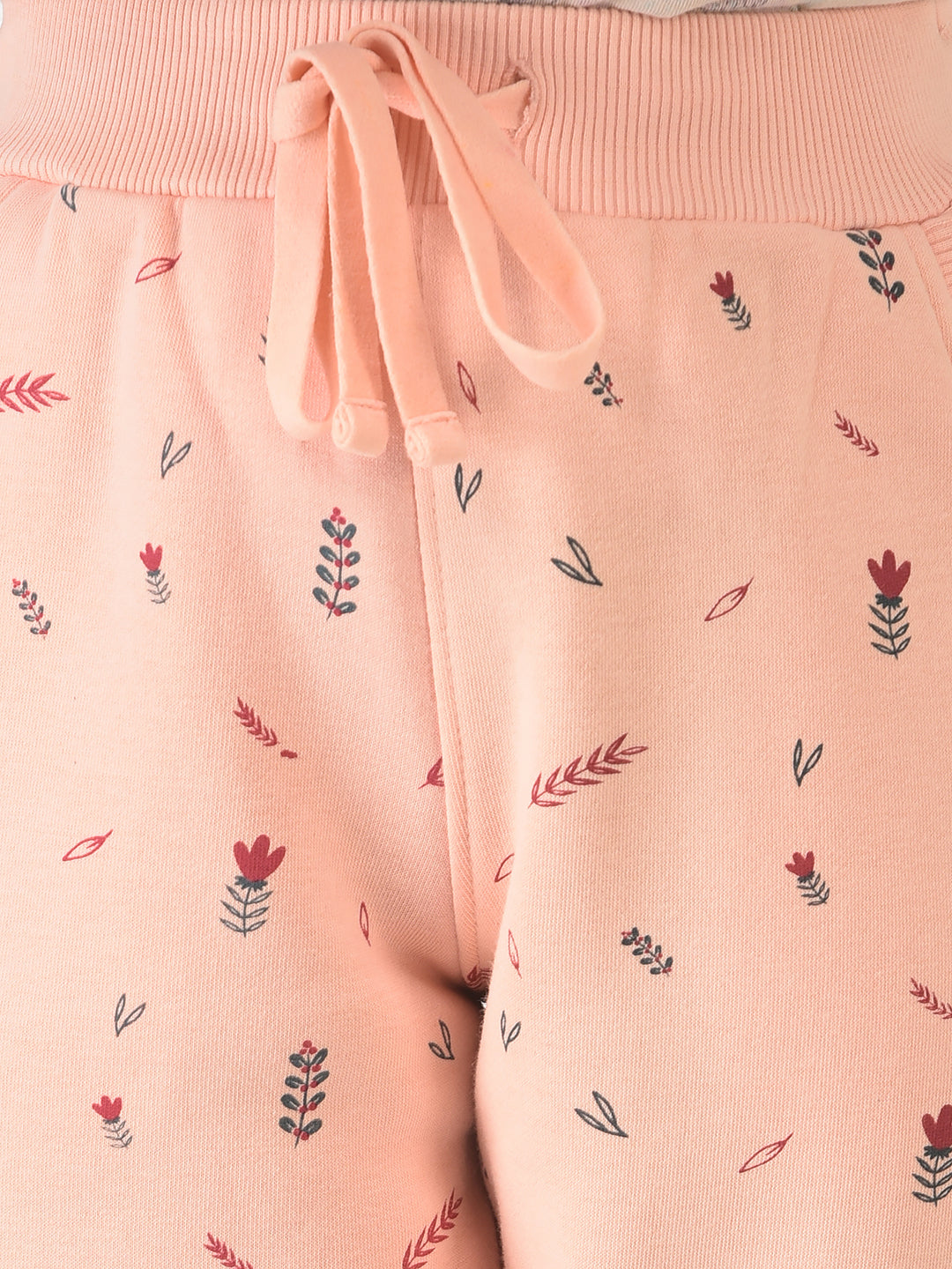  Peach Joggers with Floral Print 