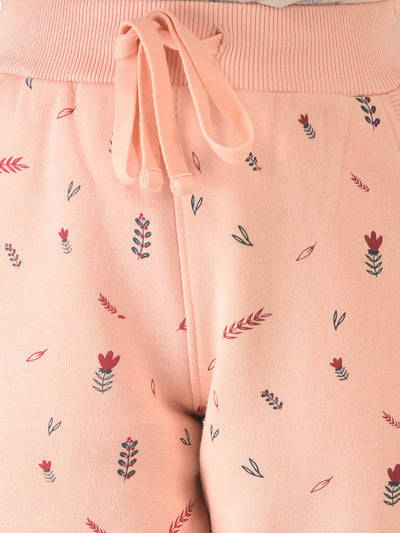  Peach Joggers with Floral Print 