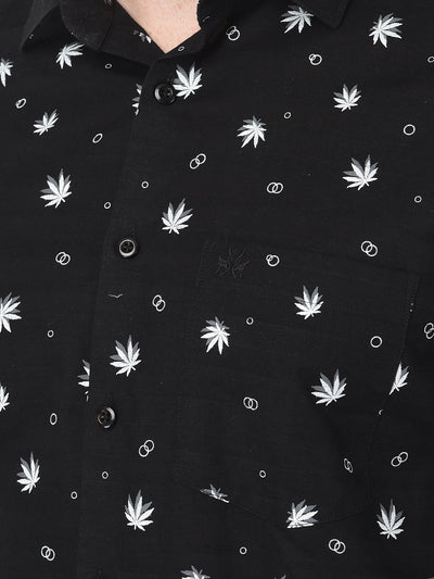 Black Floral Shirt-Men Shirts-Crimsoune Club