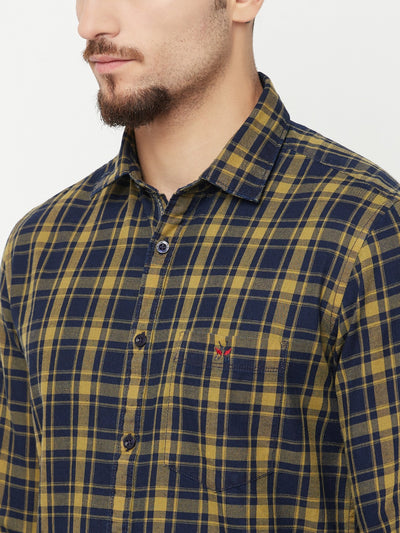 Beige Checked Casual Shirt - Men Shirts