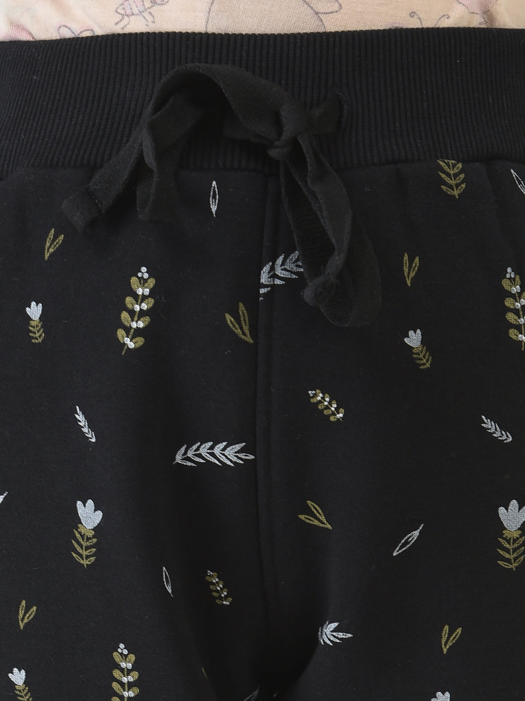  Black Joggers with Floral Print 