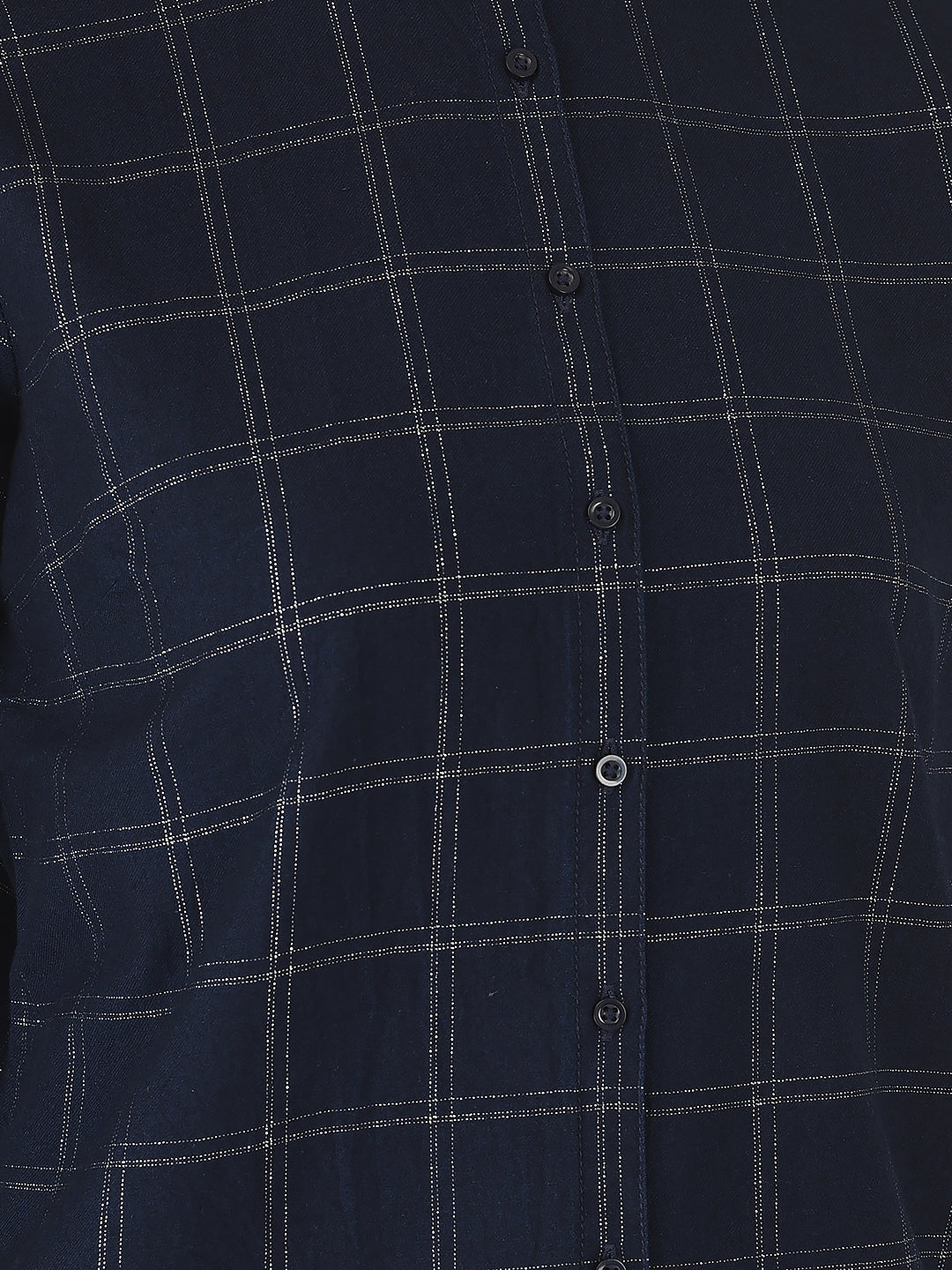 Navy Blue Checked Shirt - Women Shirts