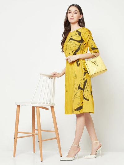  Mustard Tie Belt Dress