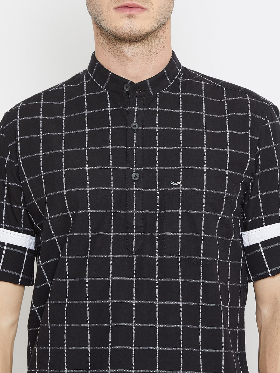 Black Checked Kurta - Men Kurtas