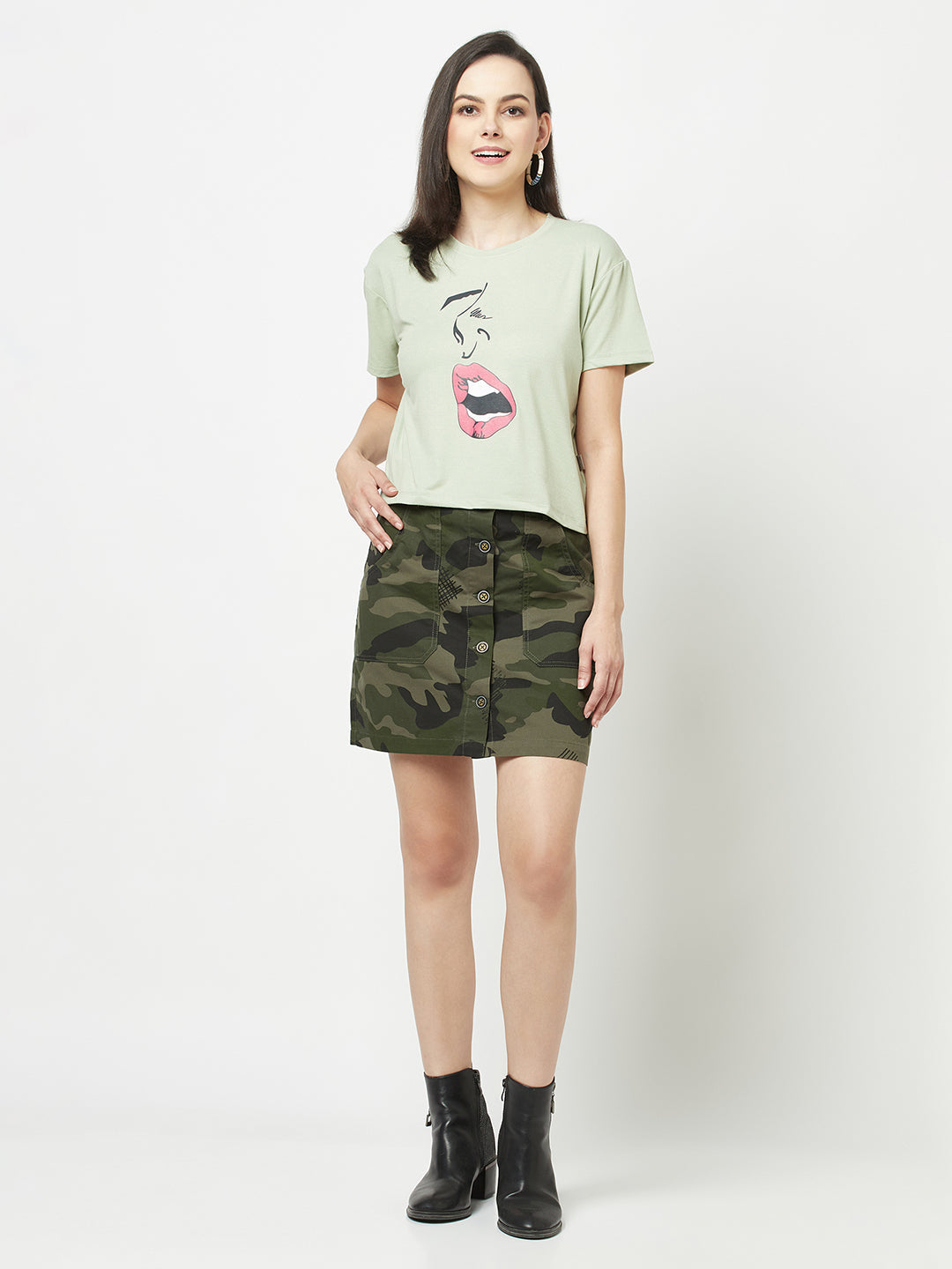  Camouflage Pencil-Fit Skirt
