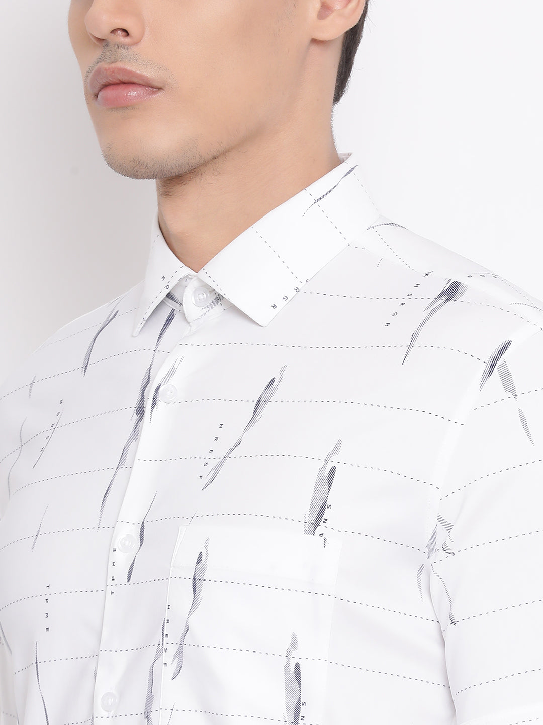 White Printed Slim Fit shirt - Men Shirts