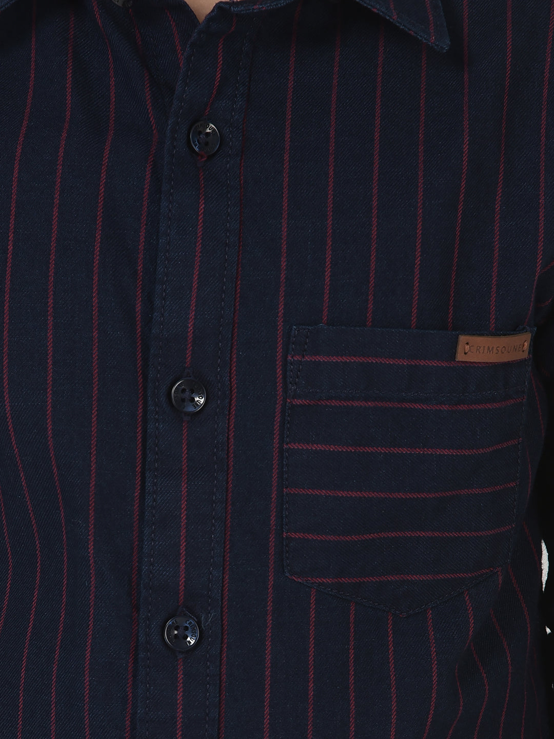 Navy Blue Shirt in Stripe Print 