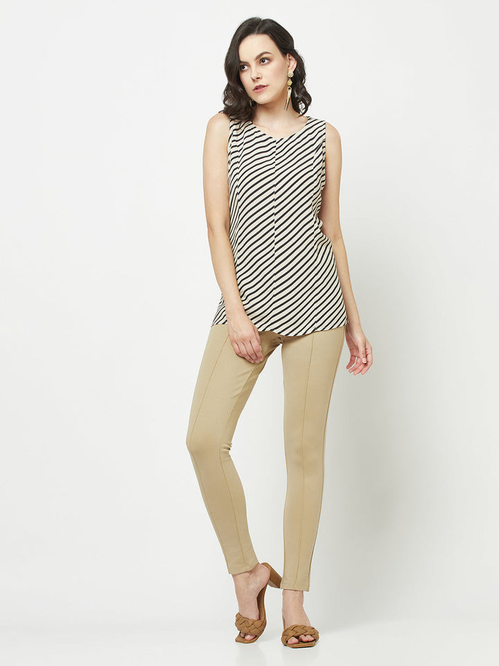  Diagonally Striped Sleeveless Top