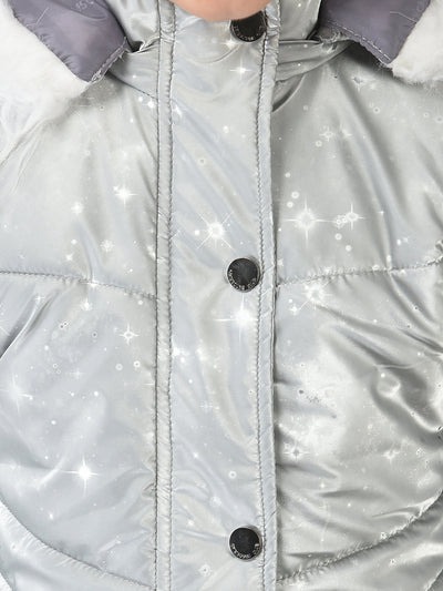  Grey Padded Jacket in Star Print