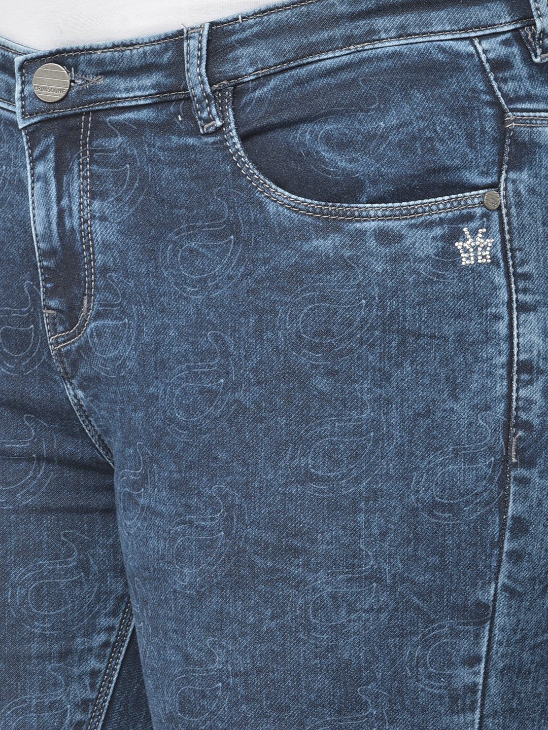 Blue Printed Jeans - Women Jeans