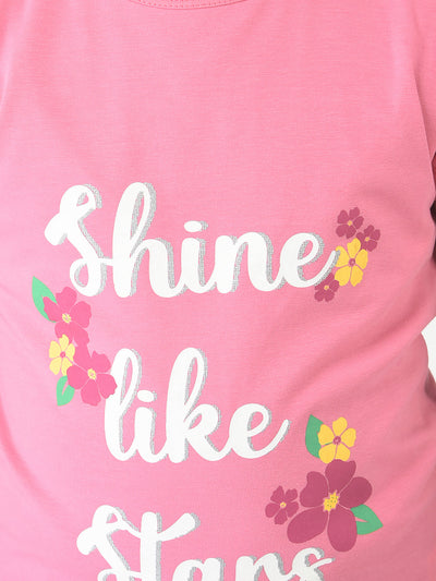  Pink T-Shirt with Typographic Detail