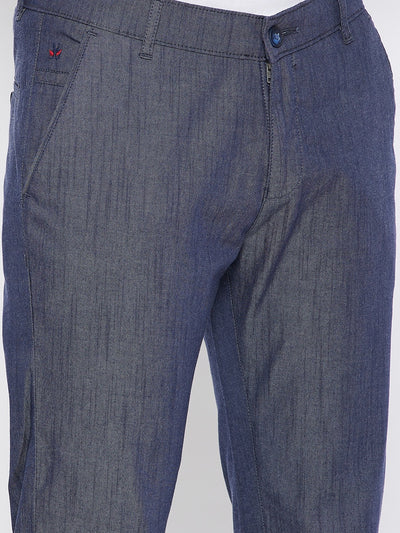 Blue Slim Fit Trousers - Men Trousers