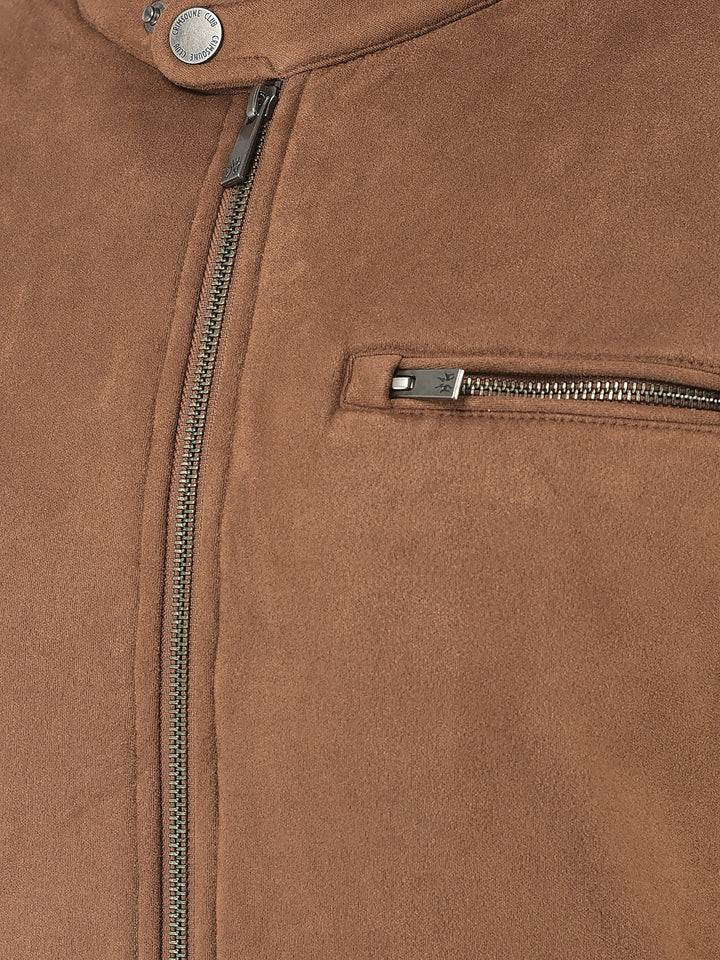  Dark Tan Faux Leather Jacket 