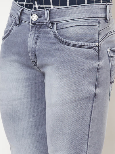 Grey Heavy Fade Jeans - Men Jeans
